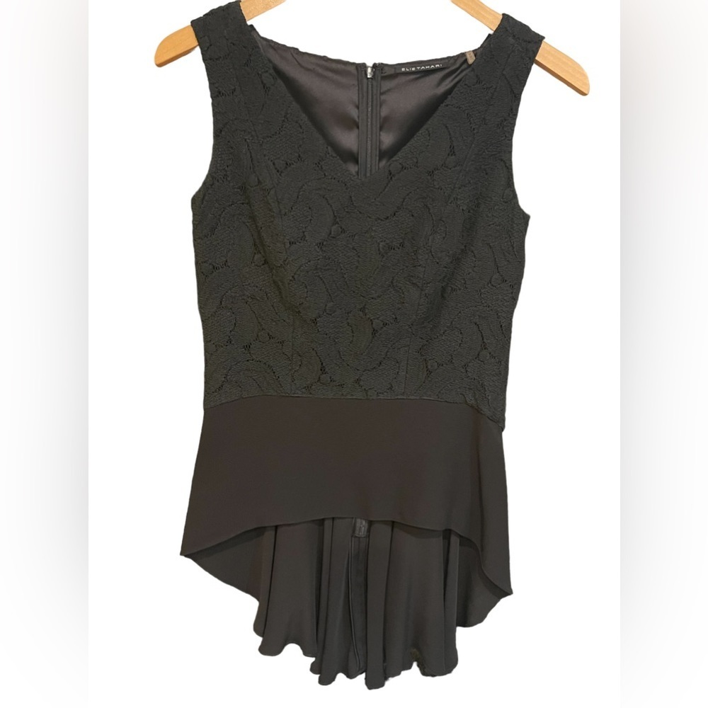 🔥🖤Elie Tahari size XS black sleeveless blouse.  PERFECTION!